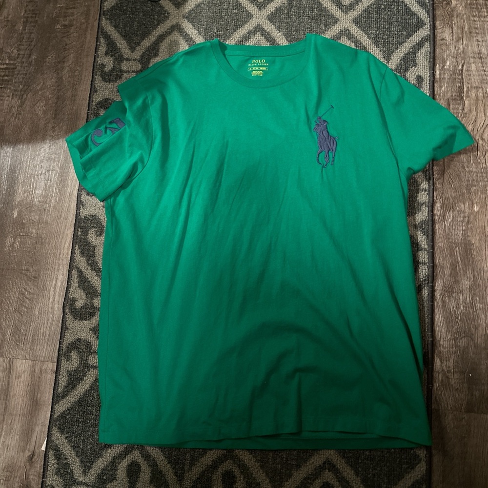 Polo by Ralph Lauren Green Tee with Purple Logo